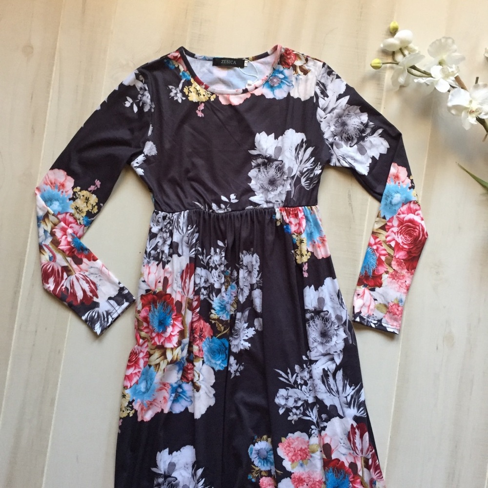 Long Sleeve Floral Maxi with Pockets